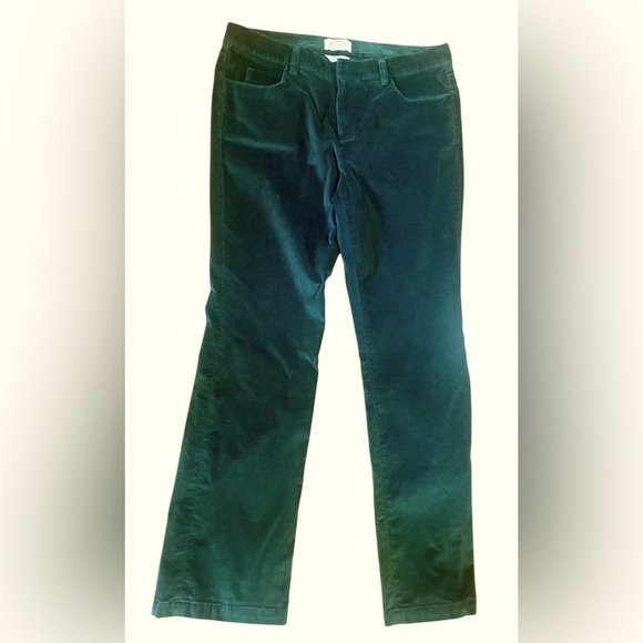 TALBOTS Velour Velvet Emerald Green Stretch Pants Size 8 - Picture 1 of 4